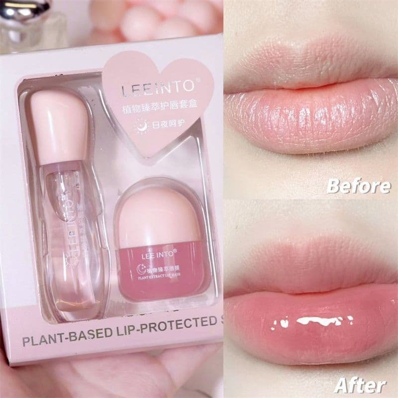 [Conjunto de Duas Peças] Máscara Labial de Dia e Noite à Base de Plantas para Reduzir Linhas Labiais, Hidratar e Reparar