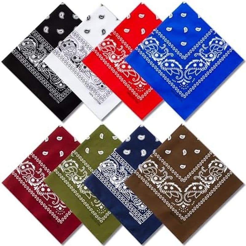 Raylarnia 8 Peças De Bandanas 100 % Algodão , Bandana Multiuso De 22 Polegadas , Tiaras Para Homens E Mulheres