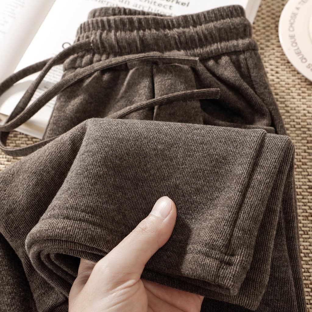 Cor Café Melade!Drape mais magro olhar preguiçoso calças de arroz glutinoso feminino cintura alta versão estreita mais m