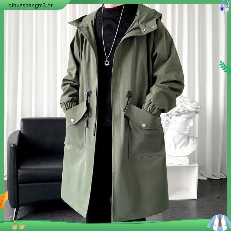 Jaqueta Corta-Vento Masculina Com Capuz Fa Resistente A Desportiva Elegante Bolsos Grandes E Design À Prova de Perfeito