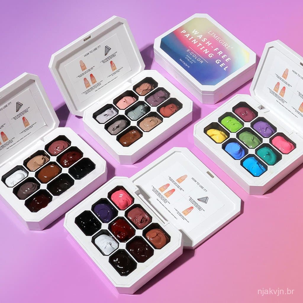 Conjunto De Paleta De Pigmentos De Esmalte 9 Em 1 Limegirl Para Design De Unhas Em Gradiente, Manicure Diy E Decoração