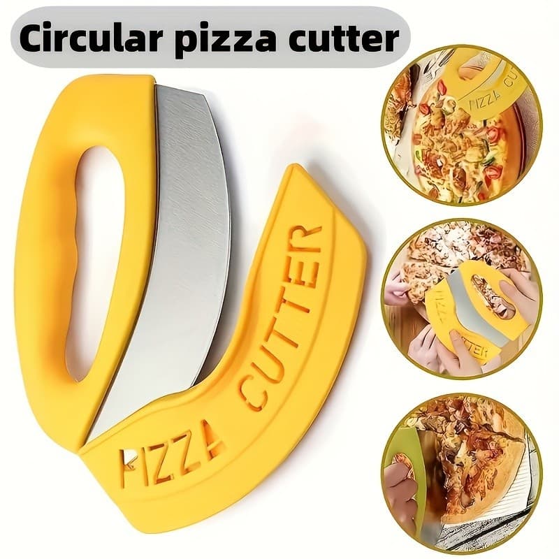 Cortador de Pizza em Aço Inoxidável, Tampa e Capa Protetora - Picador Multifuncional de Vegetais e Saladas, Ferramenta M
