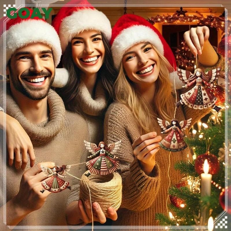 Madeira 4 Peças Enfeites De Natal De Anjo De Feitos À Mão-Decoração Festiva Multicolorida Para Árvore , Casa E Escritóri