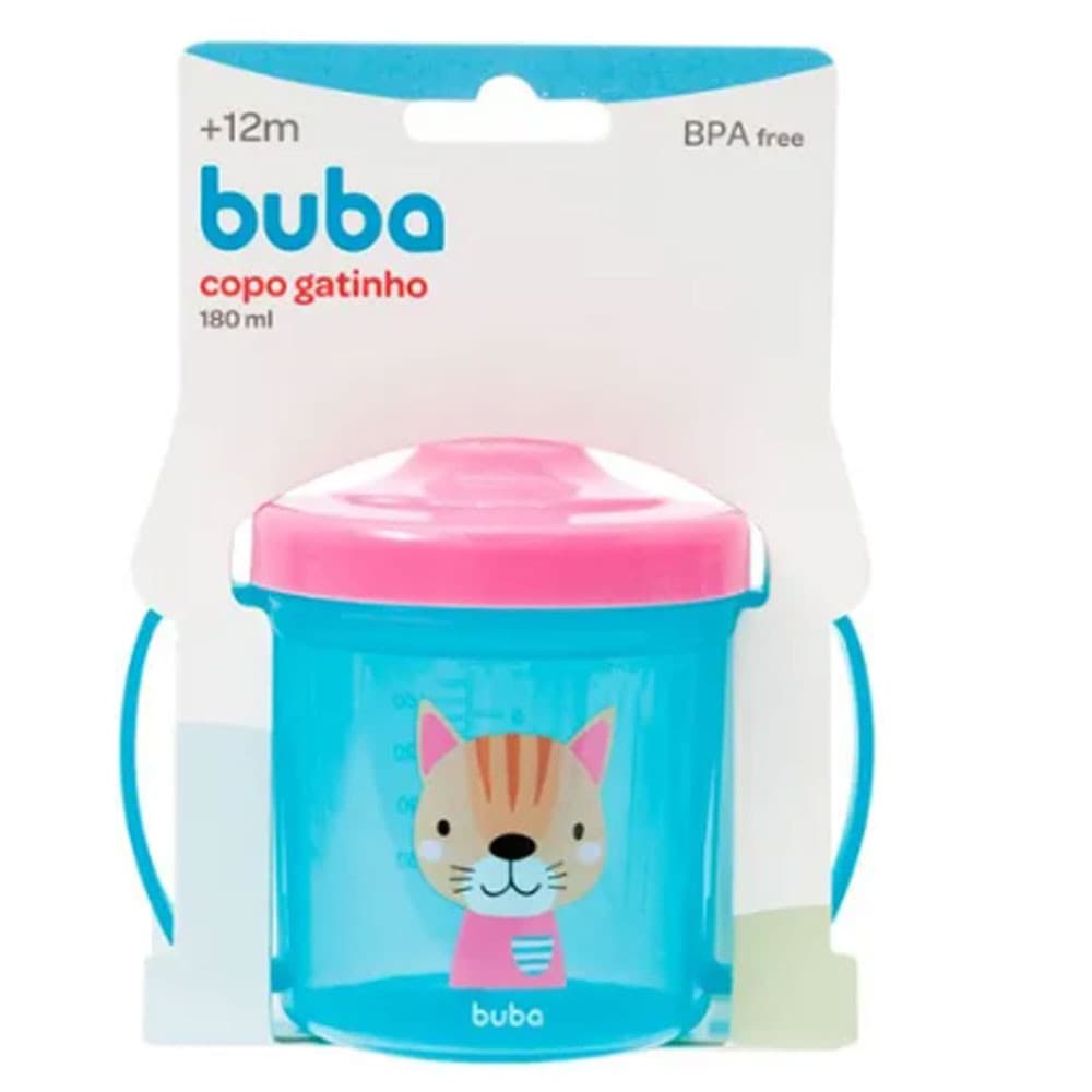 Copo de Treinamento Gatinho Azul E Rosa Buba 180ml