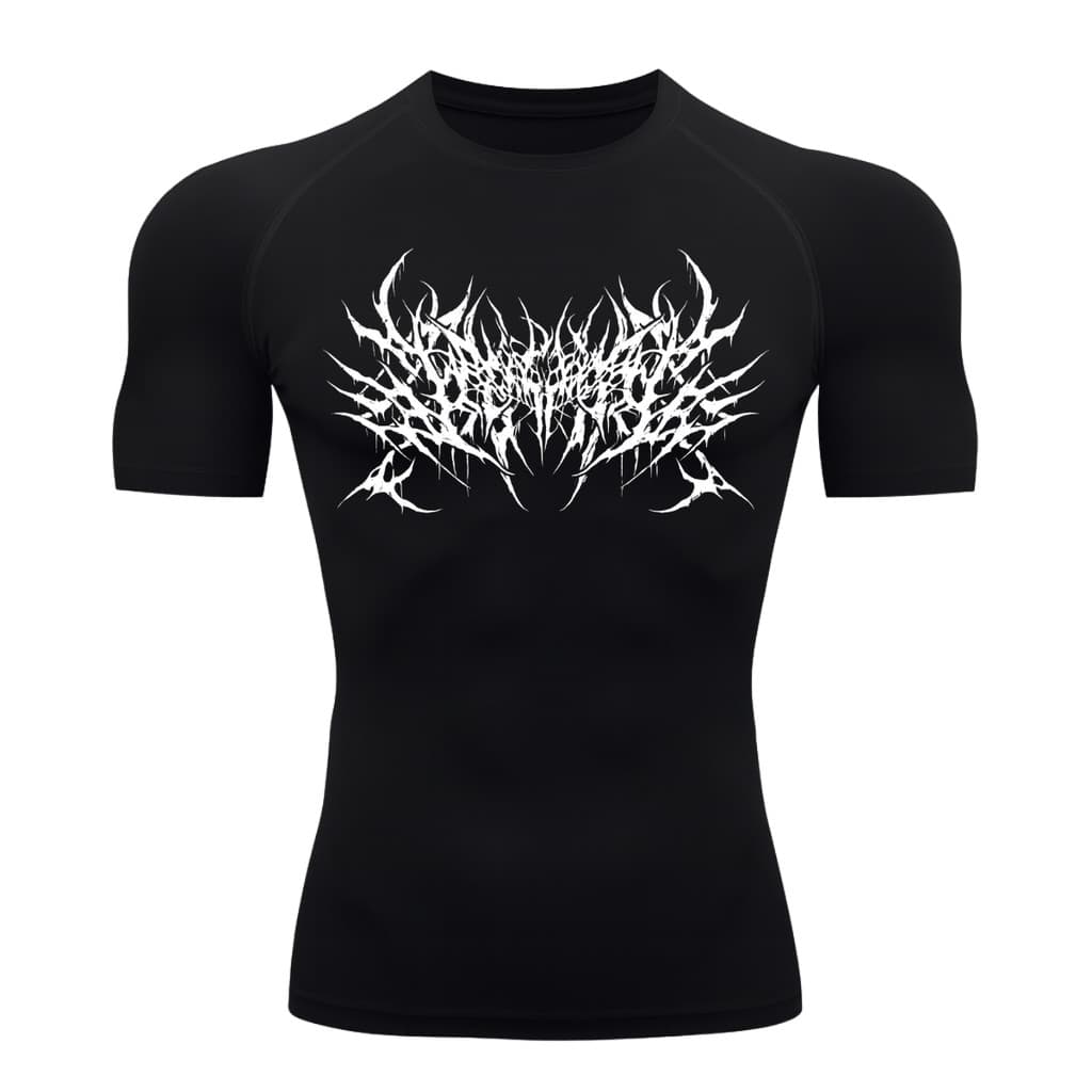 Camiseta Compressão Proteção Uv Segunda Pele Manga Curta Cyber Tribal Metal Dark Darknes Rash Guard Exclusiva