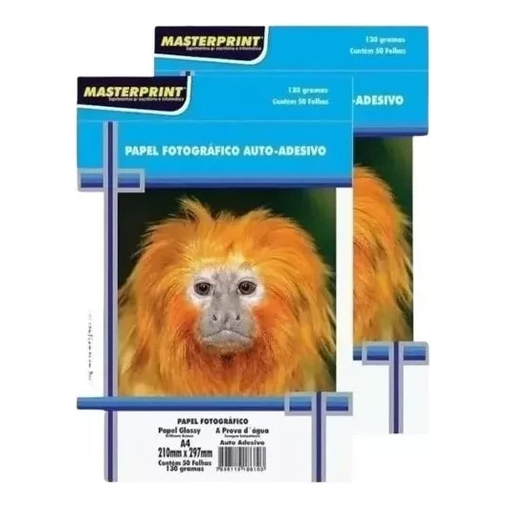 Kit 2 Pacotes Papel Fotográfico A4 Glossy Adesivo 130g 100un