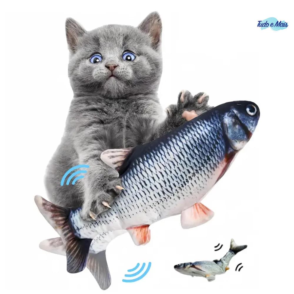 Peixe que Balança o Rabo para Gatos - Brinquedo Eletrônico com Carregamento via USB