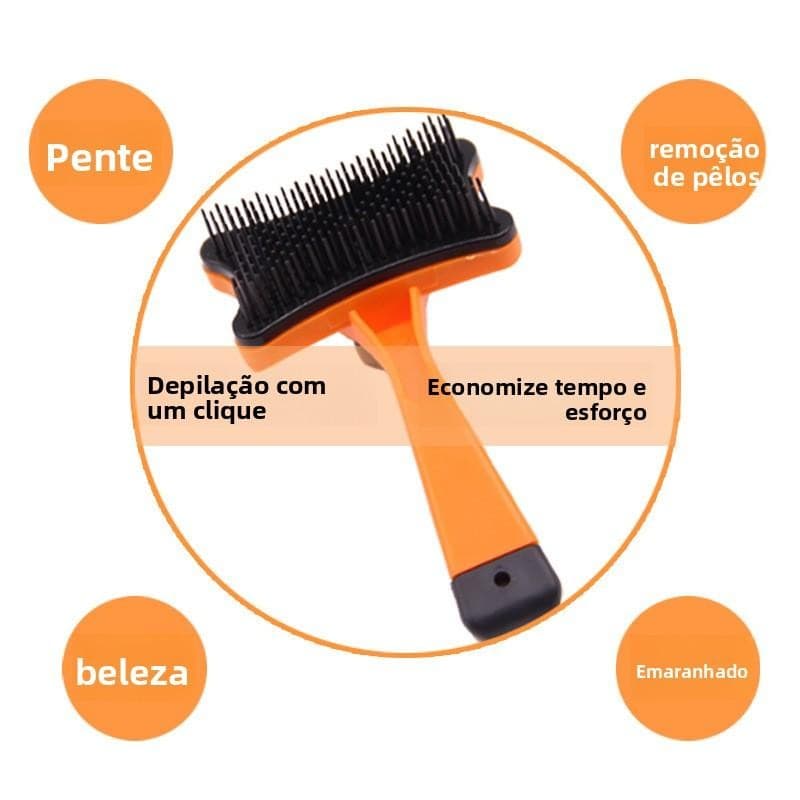 Escova Removedora de Pelos p/ Cães e Gatos – Fácil Limpeza, Ideal Banho & Tosa