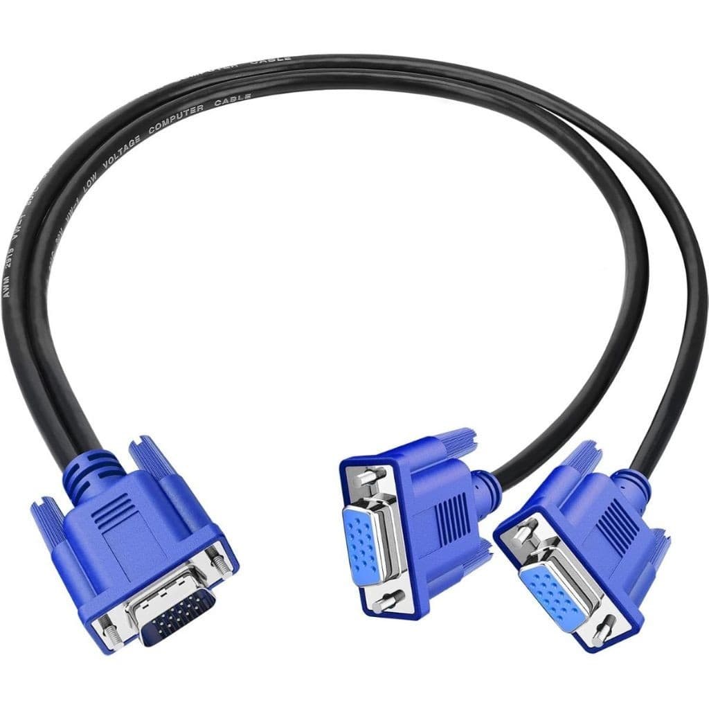 Cabo Y Duplicador Splitter VGA 1X2 - 1 Entrada para 2 Saídas - Telas Espelhadas.