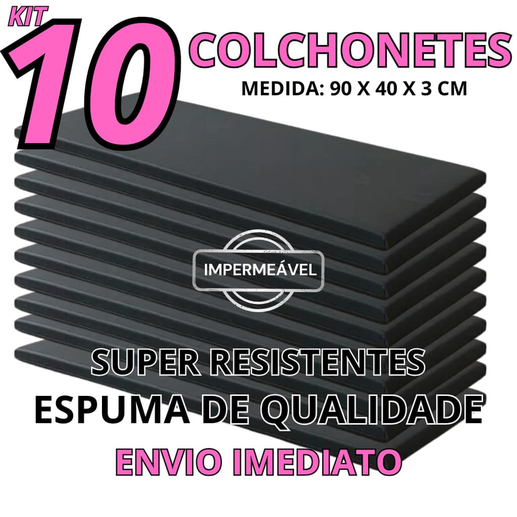 Colchonete kit Premium Impermeável 90 x 40 x 03 D23 - Para Academias - Yoga - Atividades Físicas