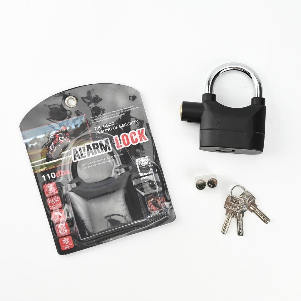 Cadeado com Alarme Sonoro Anti-Furto para Moto Bike Portão Comércio Resistente à Água