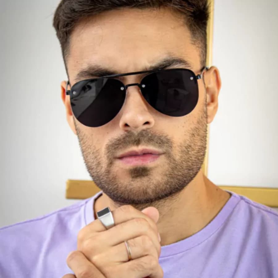 Óculos De Sol Estilo Aviador Metal Moda Nova Lente Vidro Premium Protecao UV400 Top Tendencias