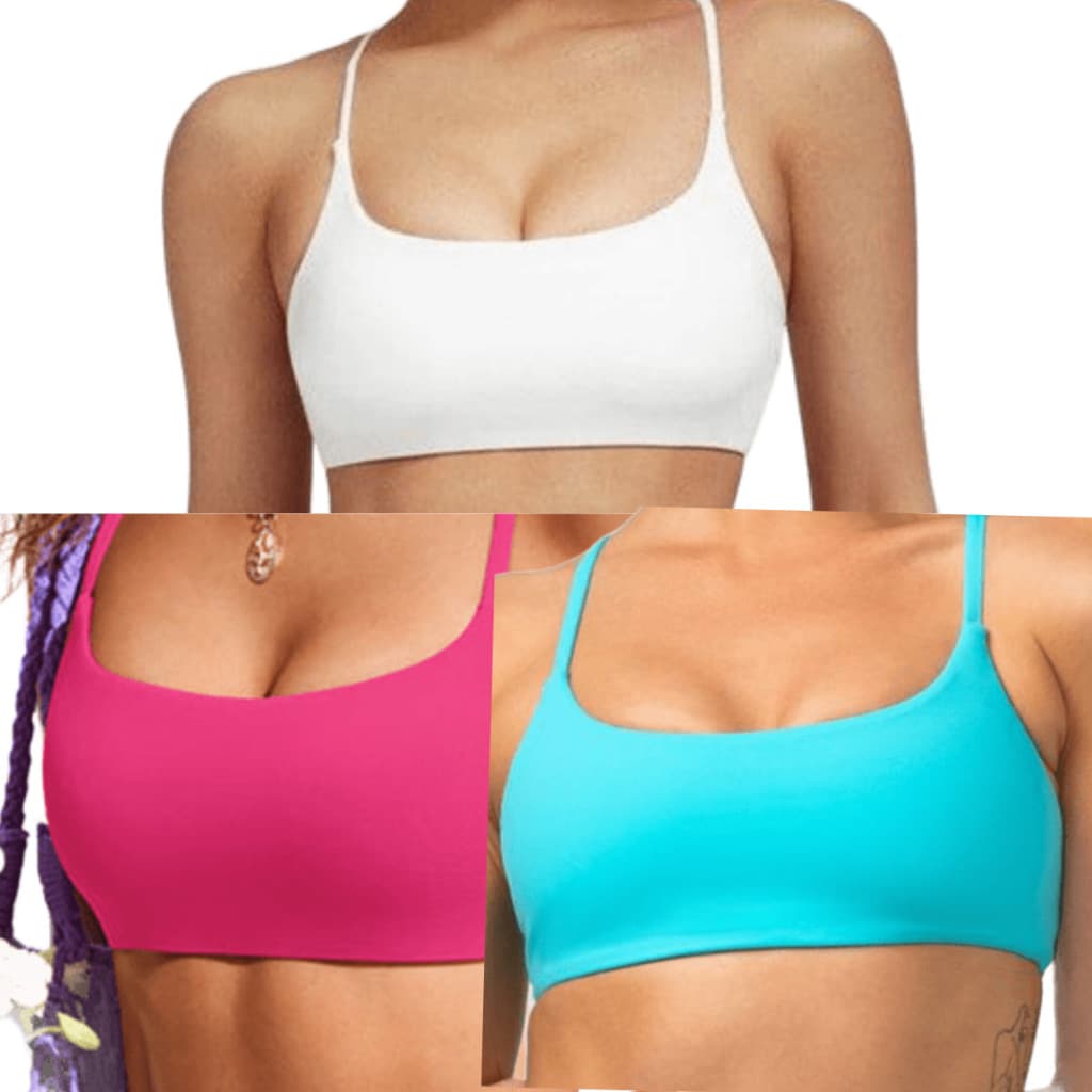 Kit 3 Tops Academia Fitness Duplo Alça Fina Zero Transparência Moda Cores