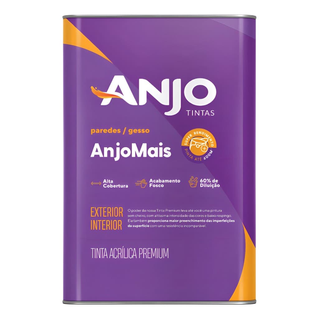 Tinta Acrílilica Premium Anjo Quimica Fosco 18l Branco Fosco