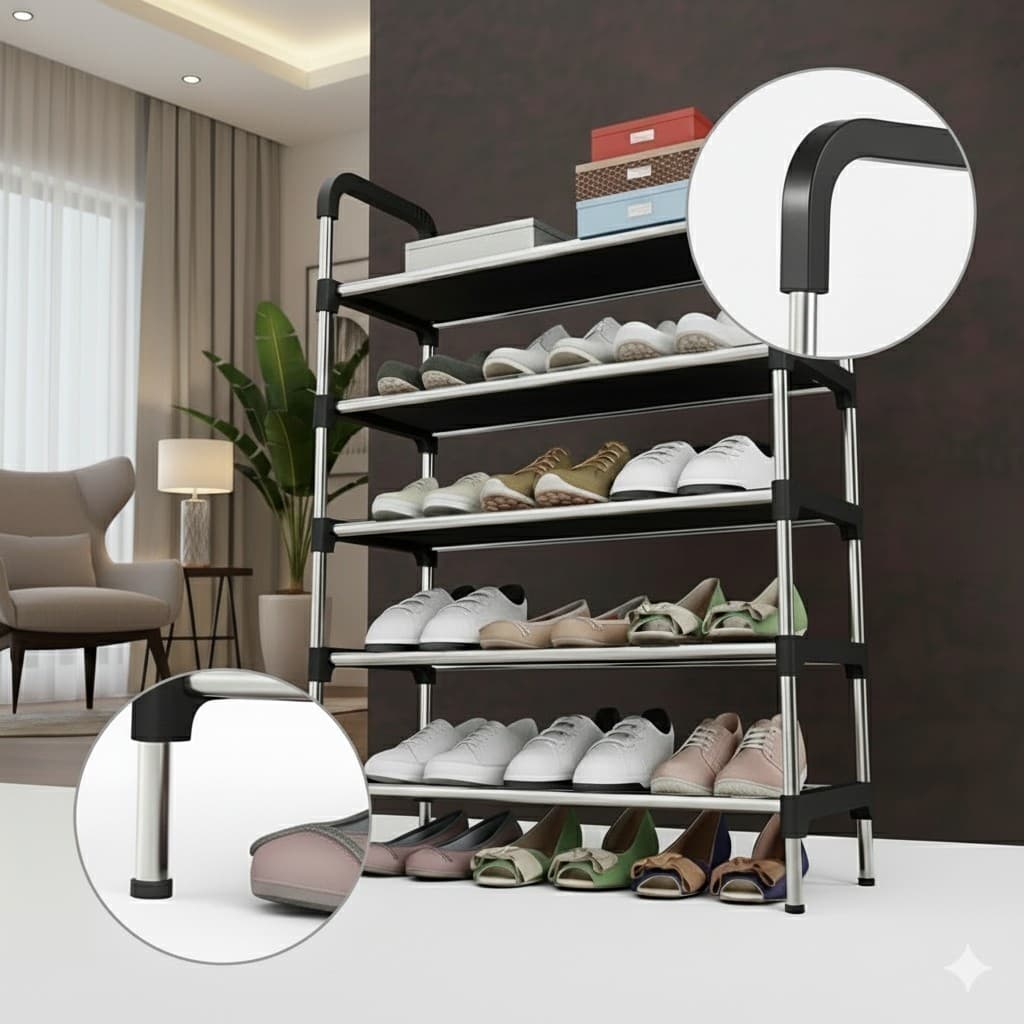 Sapateira Organizador Calçados 5 Prateleiras Portátil Vertical Plástica Quarto Casa Compacta Leve