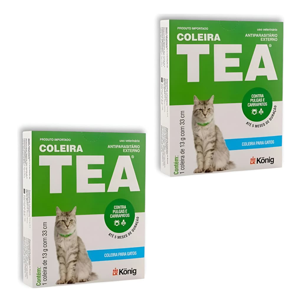 2x Coleira Antipulgas Tea Gatos 5 Meses De Proteção