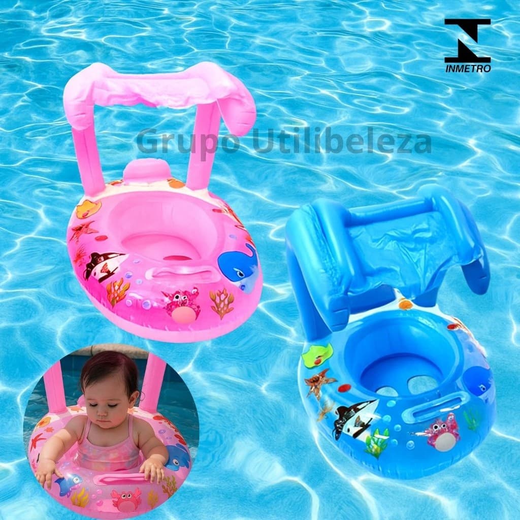 Boia com Cobertura Bote Bebês Infantil Piscina Verão Proteção Solar