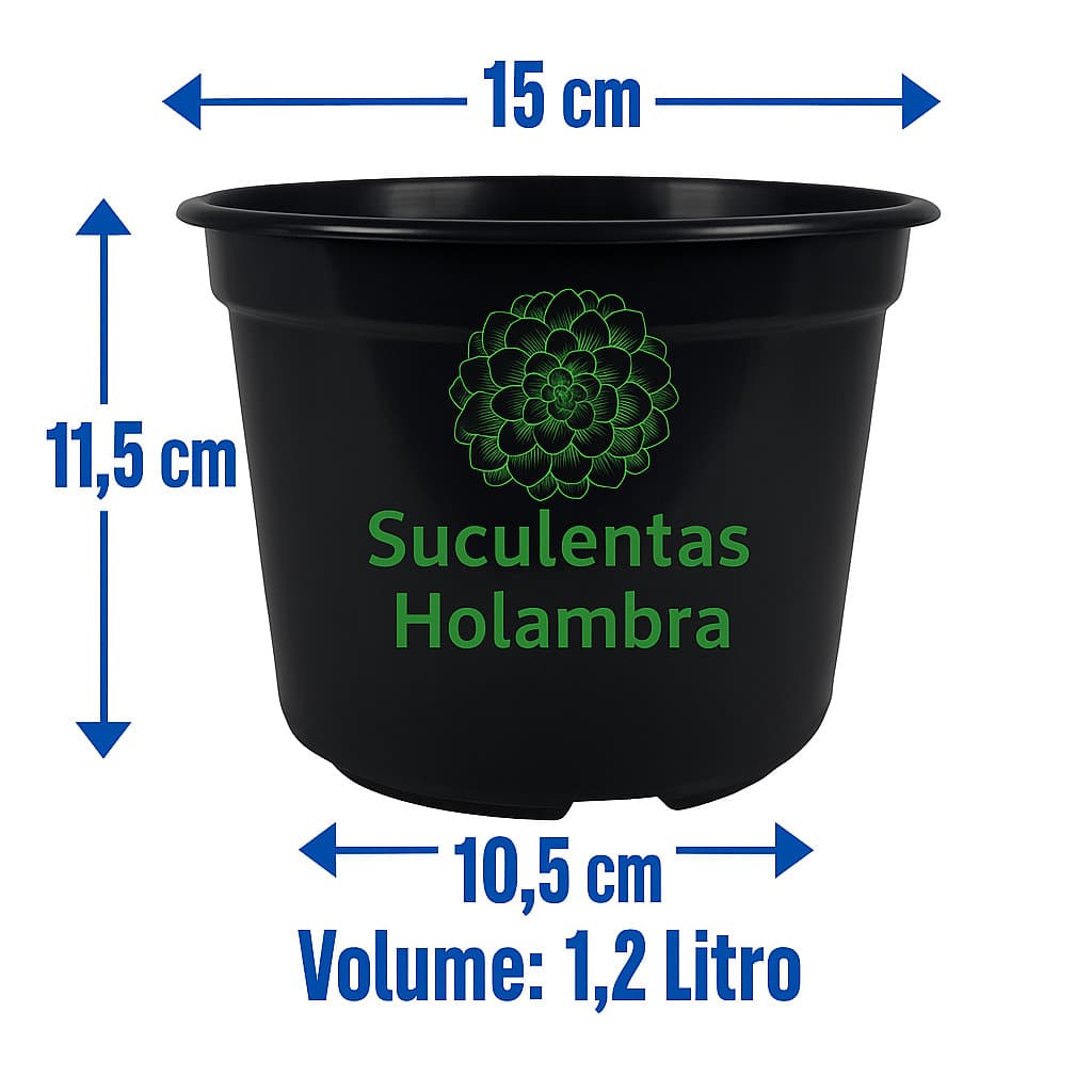 Kit 50 Vasos Pote 15 - REFORÇADO Cor Preta Para Rosa Mudas Plantas