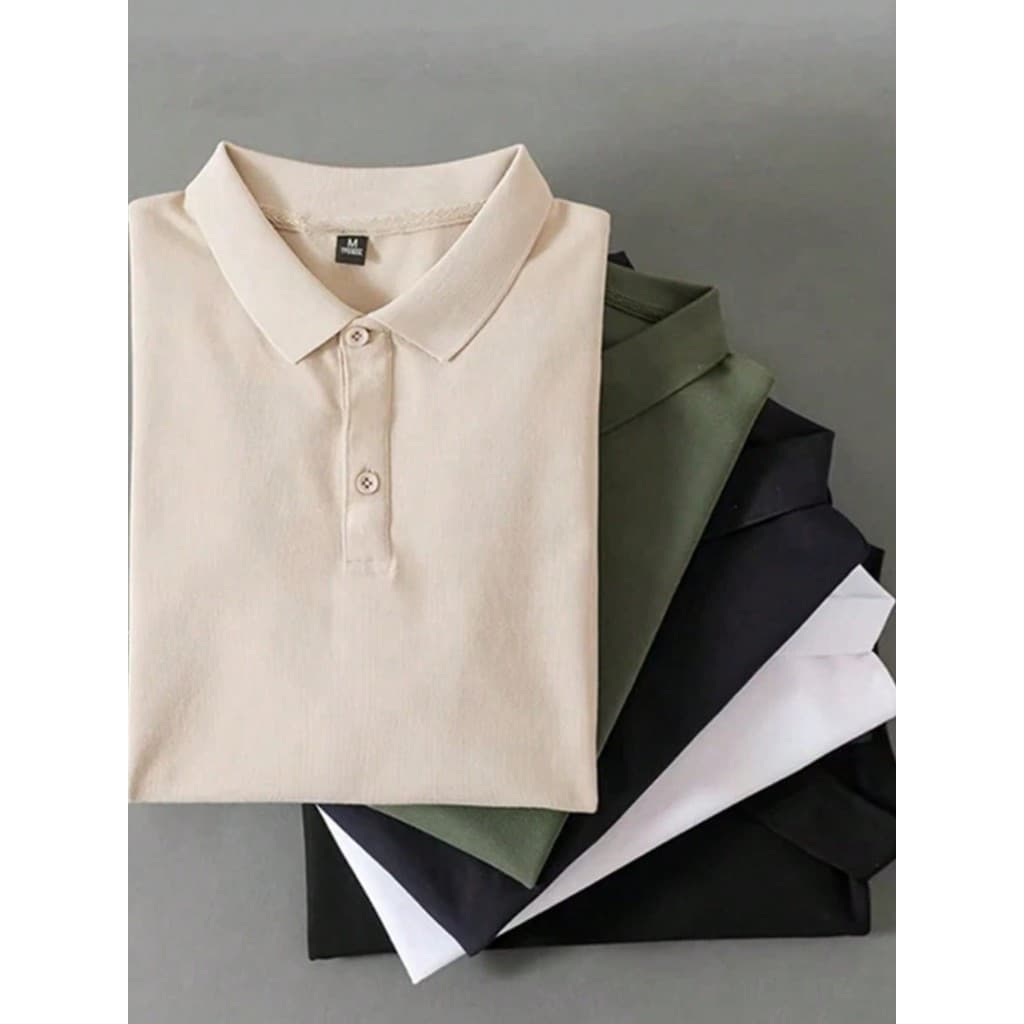 KIT 3Pecas Camisa POLO Básica de Verão com Gola Clássica e Manga Curta Confortável e Respirável