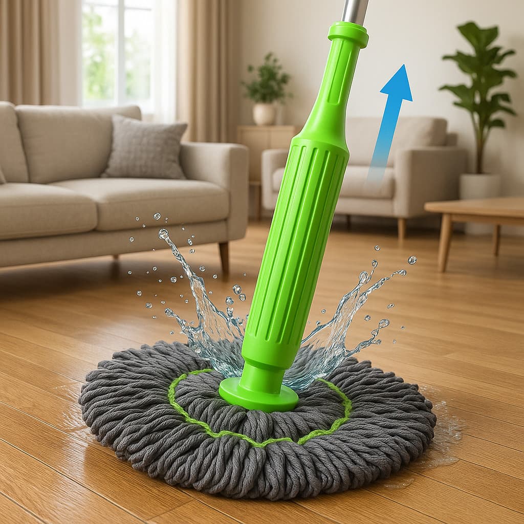 Esfregão Mop 2 em 1 automático com sistema de desidratação giratório ideal para piso cozinha e sala
