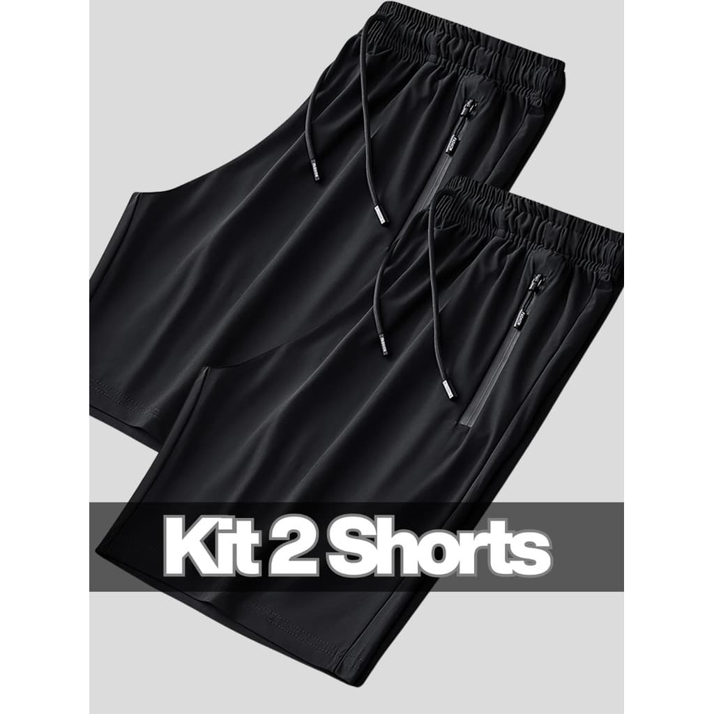 Kit 2 Bermuda Dry Fit de Alto Padrão Premium Academia Short Fitness Treino Poliamida Short