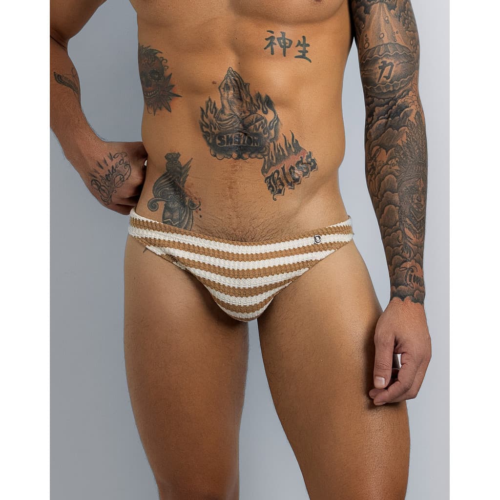 SUNGA MASCULINA ULTRA SLIM DIABOY NATURAL CROCHÊ MEL