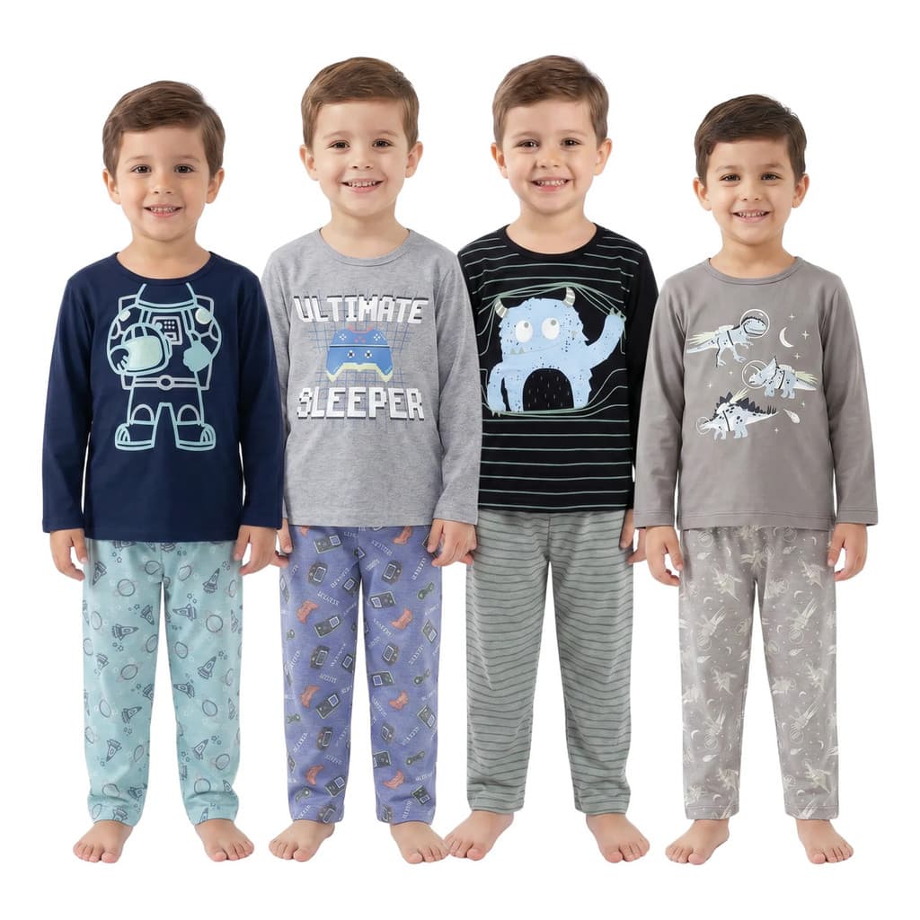 Pijama Infantil Menino Brilha No Escuro 100% Algodão Longo