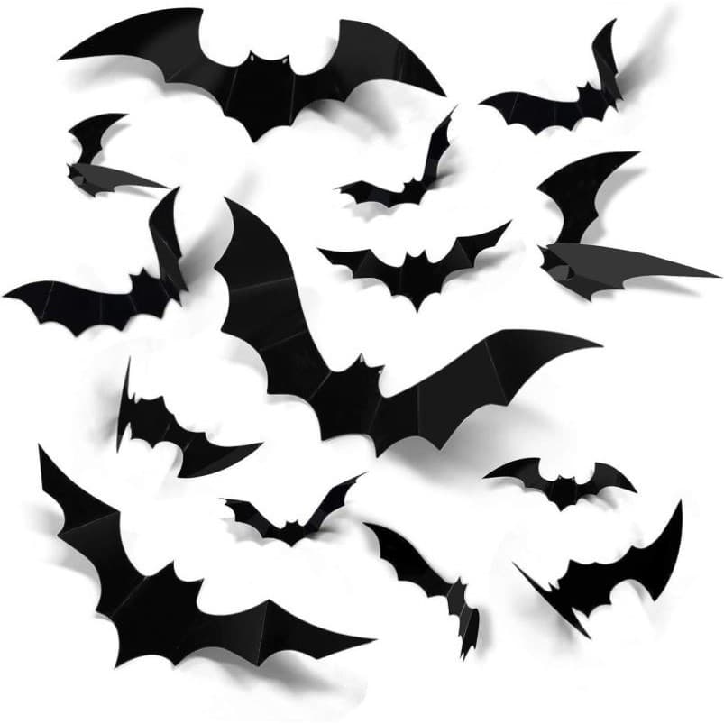 Decorações de Halloween aranha preta adesivos 3D tridimensional morcego festa decoração cena decoração adesivos de pared