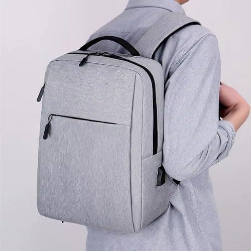 Mochila Cinza Executiva Unissex Slim para Notebook - Impermeável, Porta USB, Vários Compartimentos.