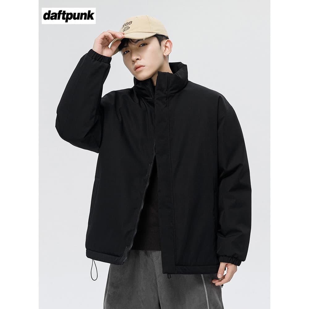 Jaqueta masculina acolchoada de algodão com gola alta, outono inverno, alta rua, rua, roupa de rua, solta, espessada, Ho