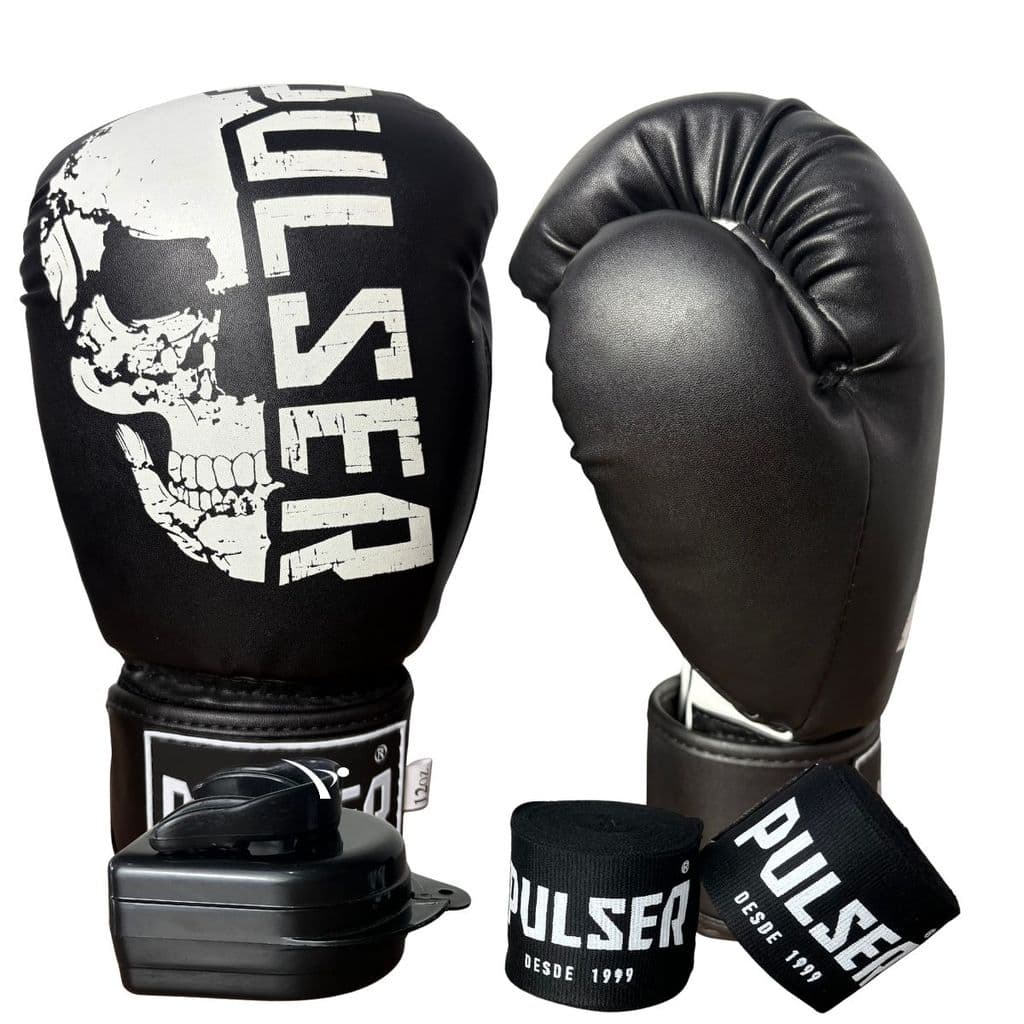 Kit Luta Luva 12oz Bandagem Bucal Boxe Muay Thai Top Pulser