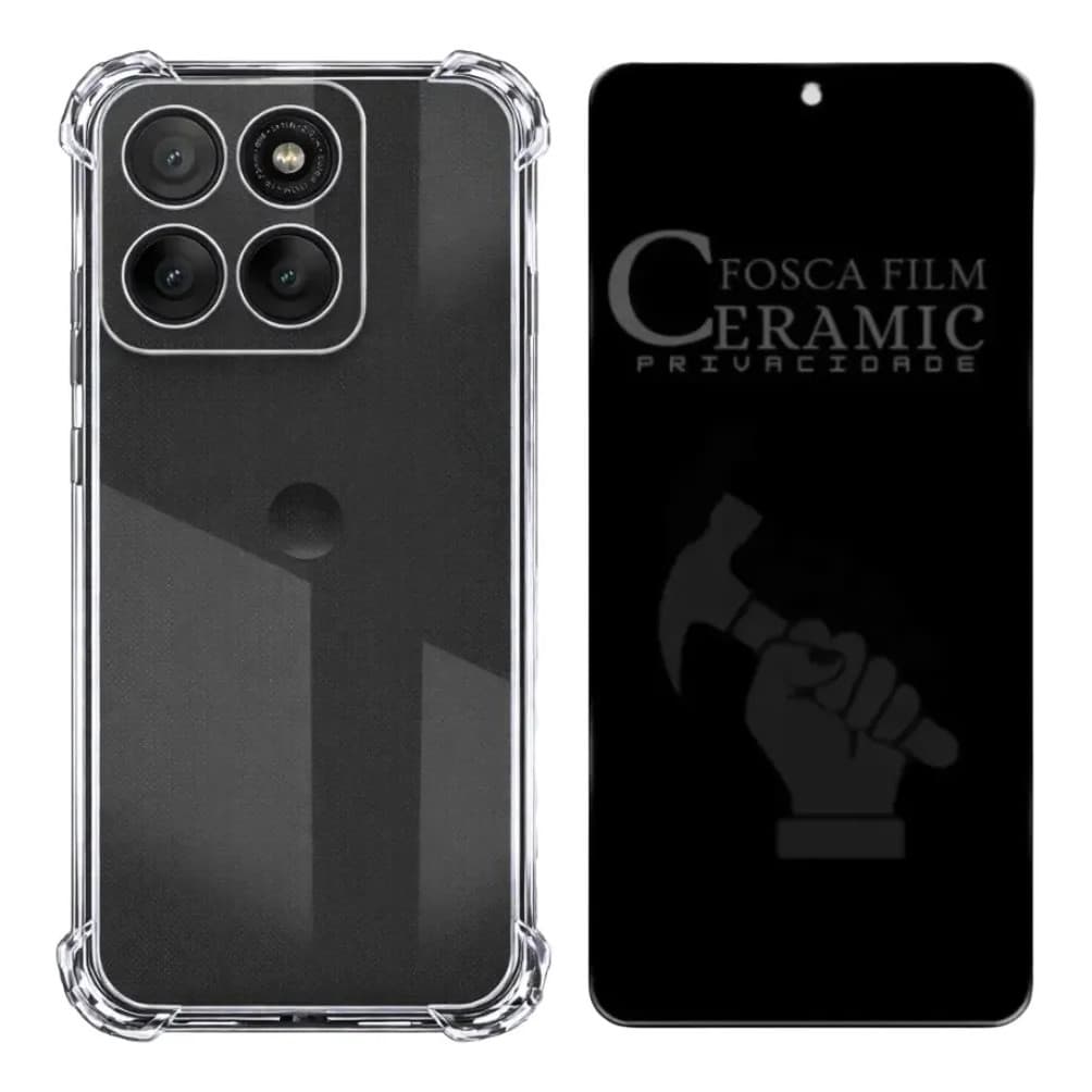 Kit Capinha Anti Choque TPU + Película Privacidade 9D Fosca Para Moto G77 5g