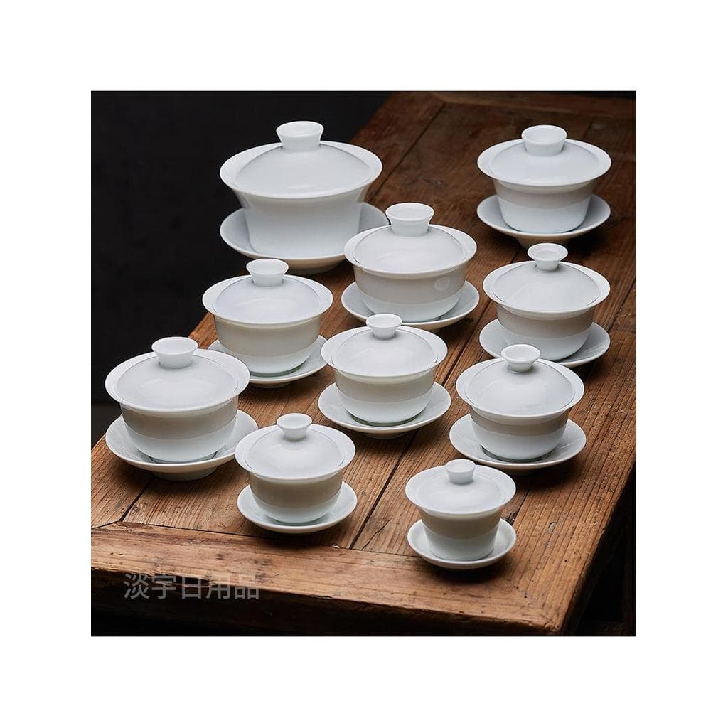 Porcelana branca Sancai Gaiwan Ercai Kung Fu conjunto de chá grande médio pequeno branco puro tigela de chá doméstica xí