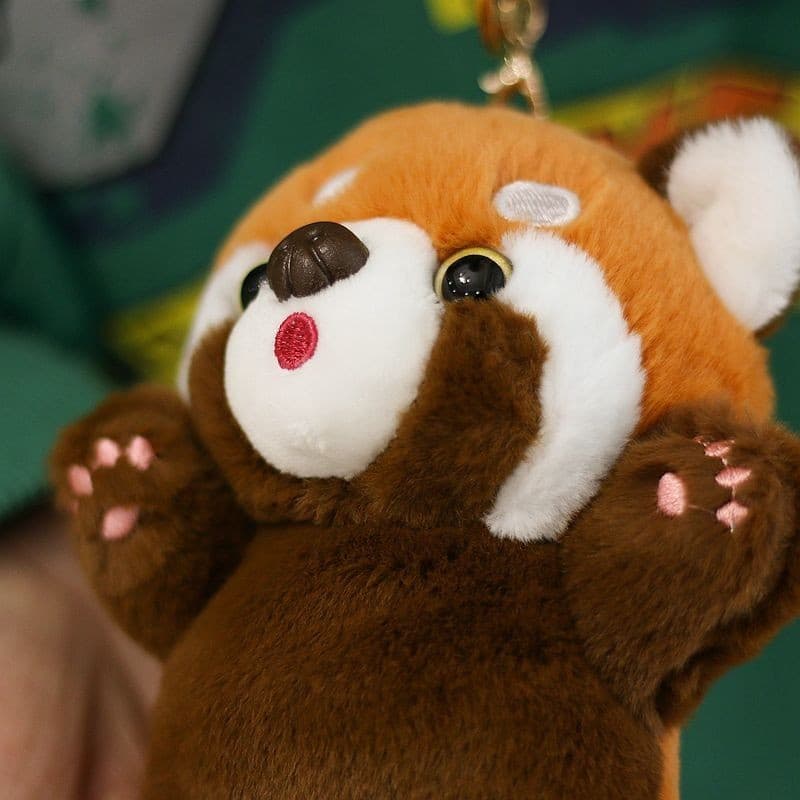 Chaveiro de panda pequeno, chaveiro de guaxinim, pingente de pelúcia, pingente para bolsa