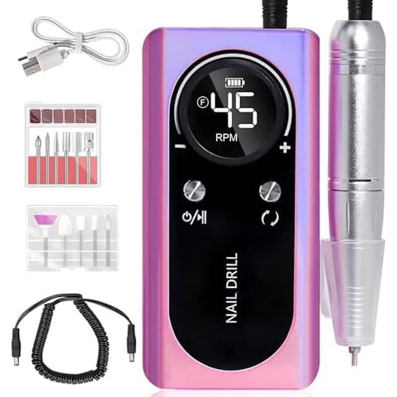 Máquina Elétrica De Perfuração De Unhas 45000RPM Lixa Portátil Recarregável Kit Elétrico De Broca DIY Com Tela LCD Intel