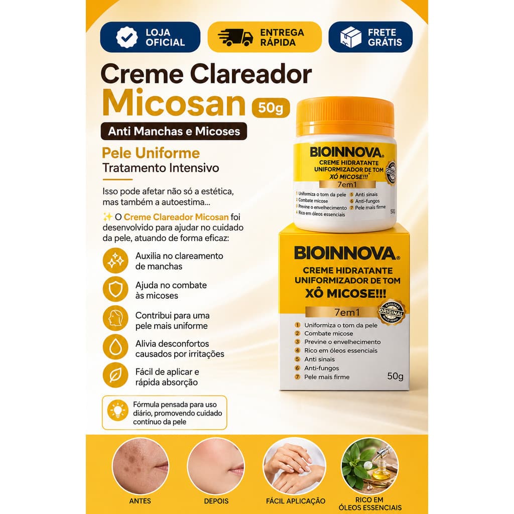 Creme Clareador Micosan 50g Anti Manchas e Micoses Pele Uniforme