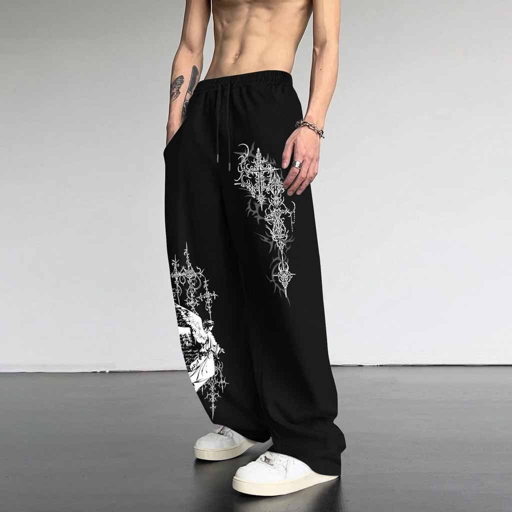 Calça Wide Leg Rabiscos Estilosos Premium Unissex Baggy Perna Larga Street