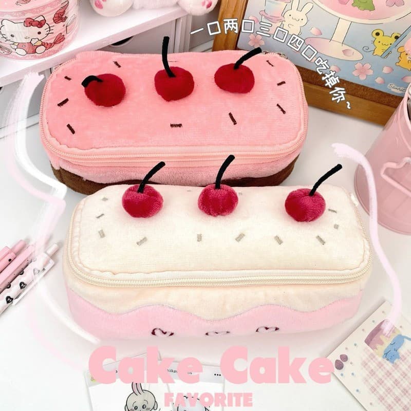 12 estojos de lápis com padrão de bolo de cereja coreano, bolsas de maquiagem, para meninas, estilo estético, caixas de