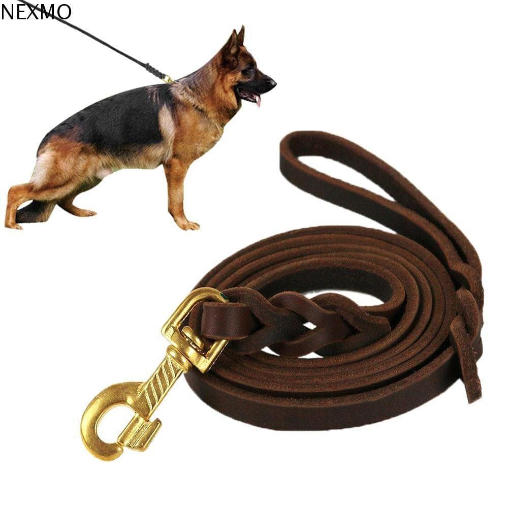 Trela Trançada De Couro NEXMO Para Cães , Longa Com Corda De Tração Gancho De Cobre , Confortável , Macia E Durável