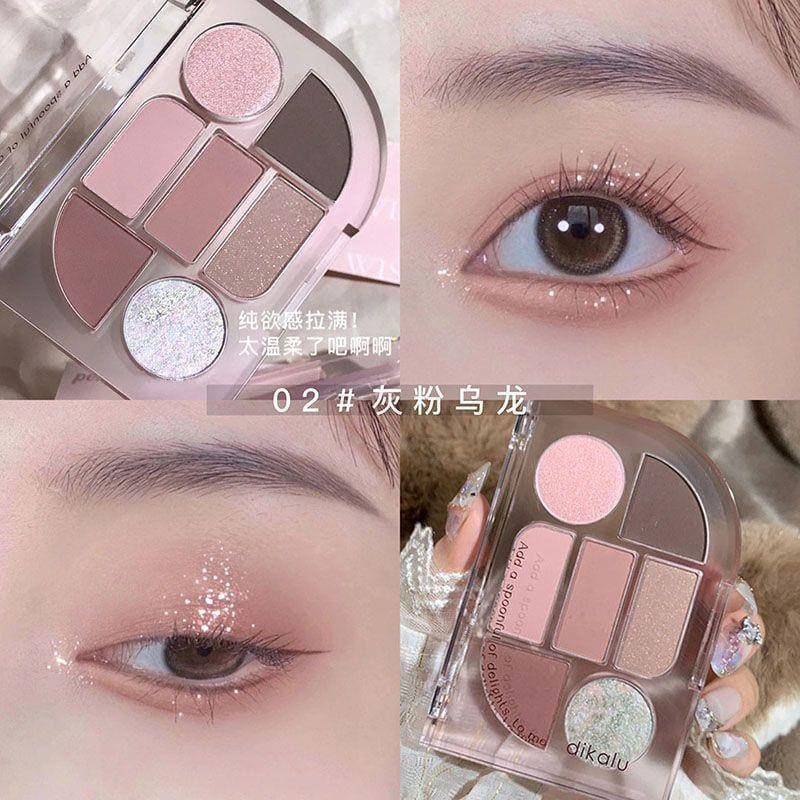 Paleta de sombras de sete cores de cristal cinza pó leite chá puro desejo estilo baixa saturação nicho marca terra cor A