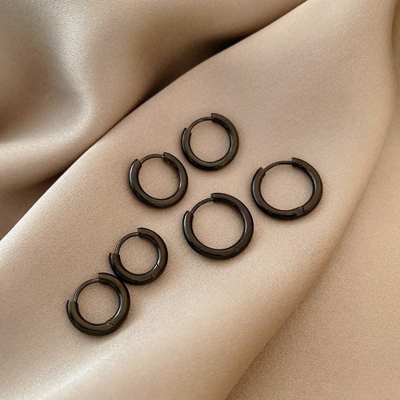 | kit brinco aço inoxidável | 【cartelas de brincos feminino】 ❊Simples ins estilo titânio aço preto brincos 2023 novo est