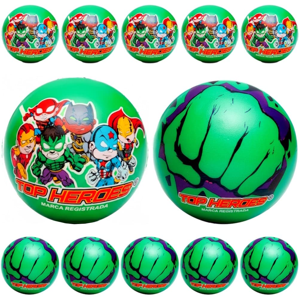 Combo 20 Bolas Vinil Leite Top Heroes Huk Verde Lembrancinhas Festa Infantil