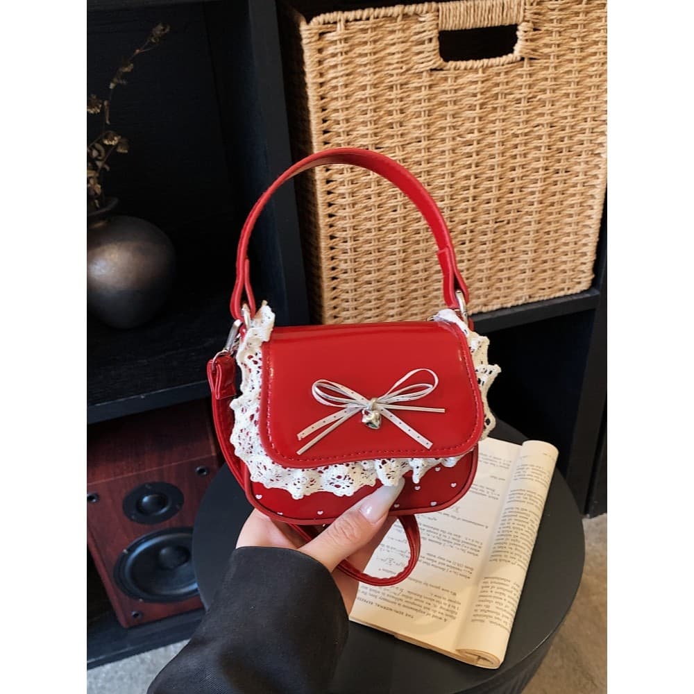 2026 novo estilo estilo coreano doce renda Mini bolsa feminina moda na moda arco de um ombro mensageiro batom saco