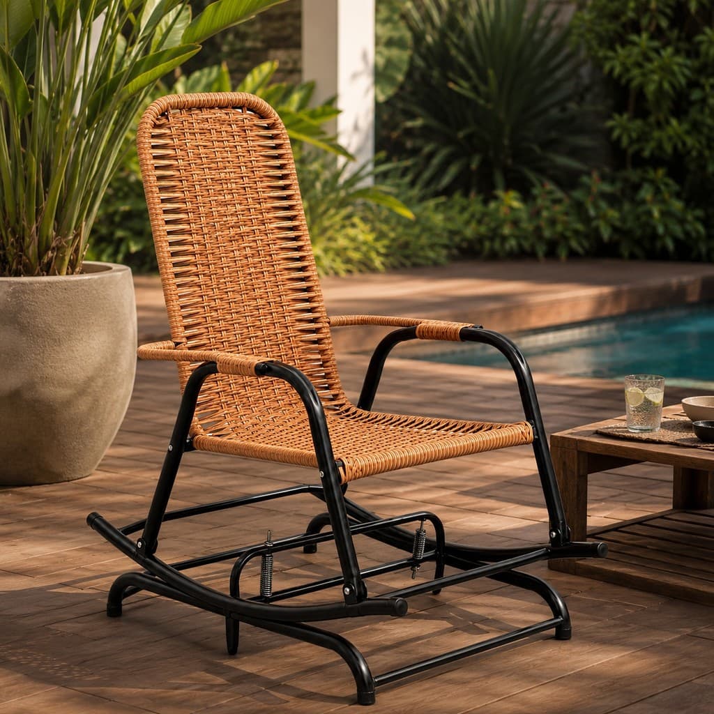 Cadeira de Balanço Junco Sintético Premium Varanda Jardim Área Gourmet