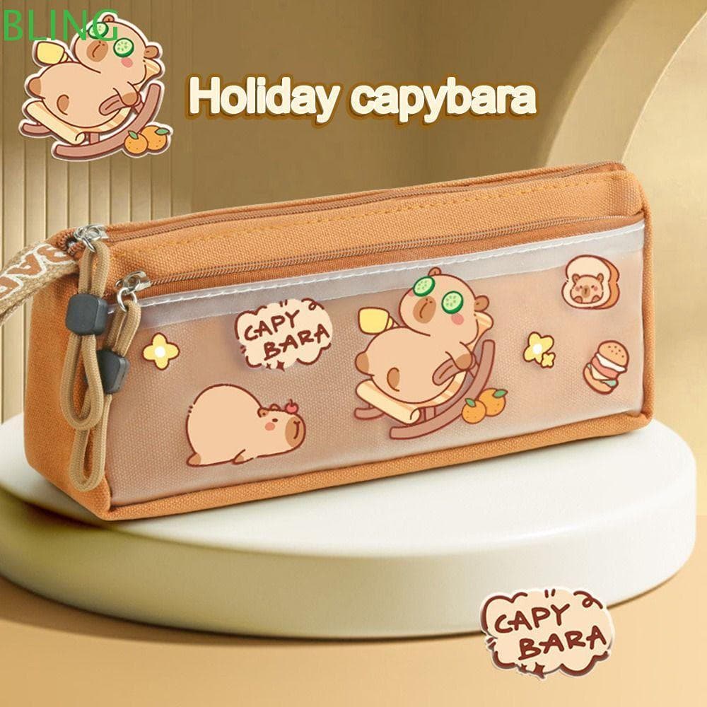 Bolsa Para Lápis BLING , Capivara/Panda Resistente À Sujeira , Caneta Triangular De Grande Capacidade