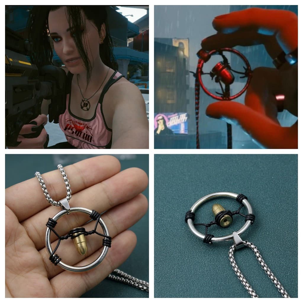 Pingente feminino em formato de V do jogo Cyberpunk, um colar único de estilo punk para homens e mulheres, acessório de