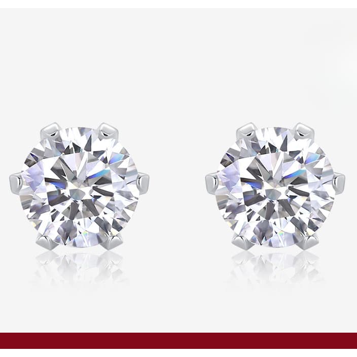 Clássico seis-garra simples brincos luz luxo nicho High-End brincos s925 prata esterlina Moissanite brincos