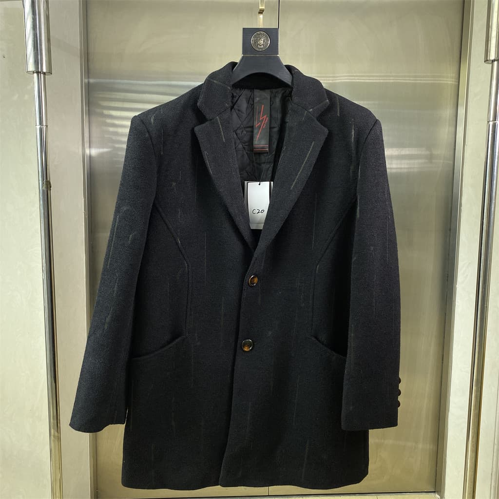 Contador 2XL ~ casaco de lã preto masculino de comprimento médio inverno terno de negócios gola único Breasted casaco qu