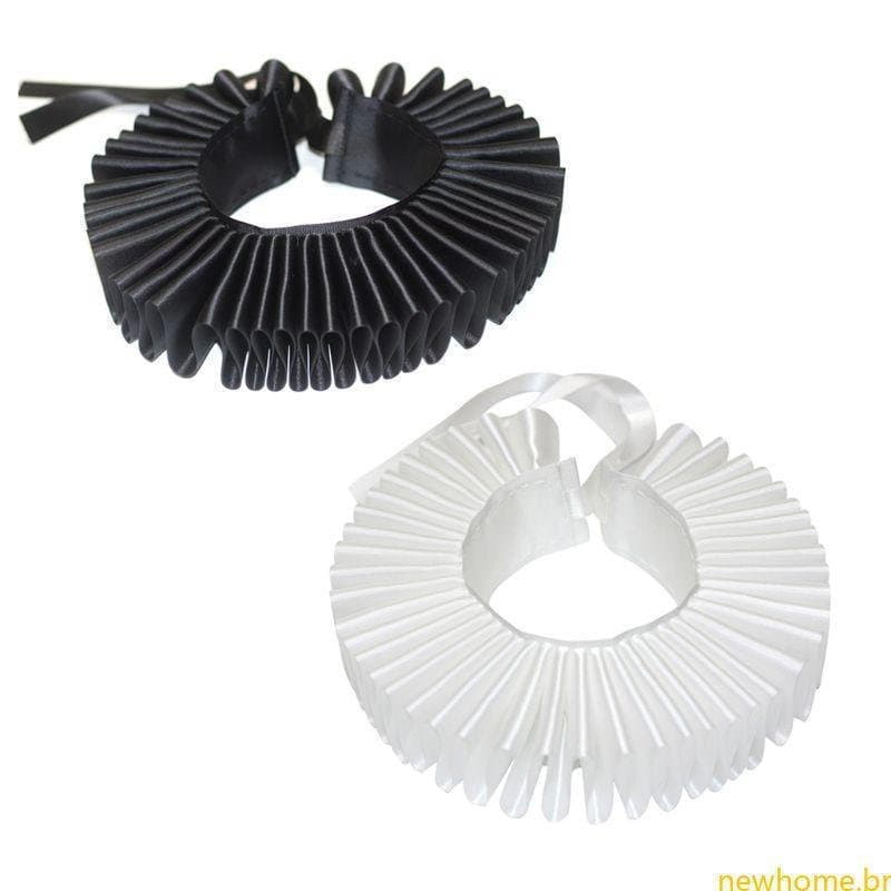 Novo Colar de Cenoura de Cetim com Gola Ruffle Estilo Renascentista Vitoriano para Mulheres