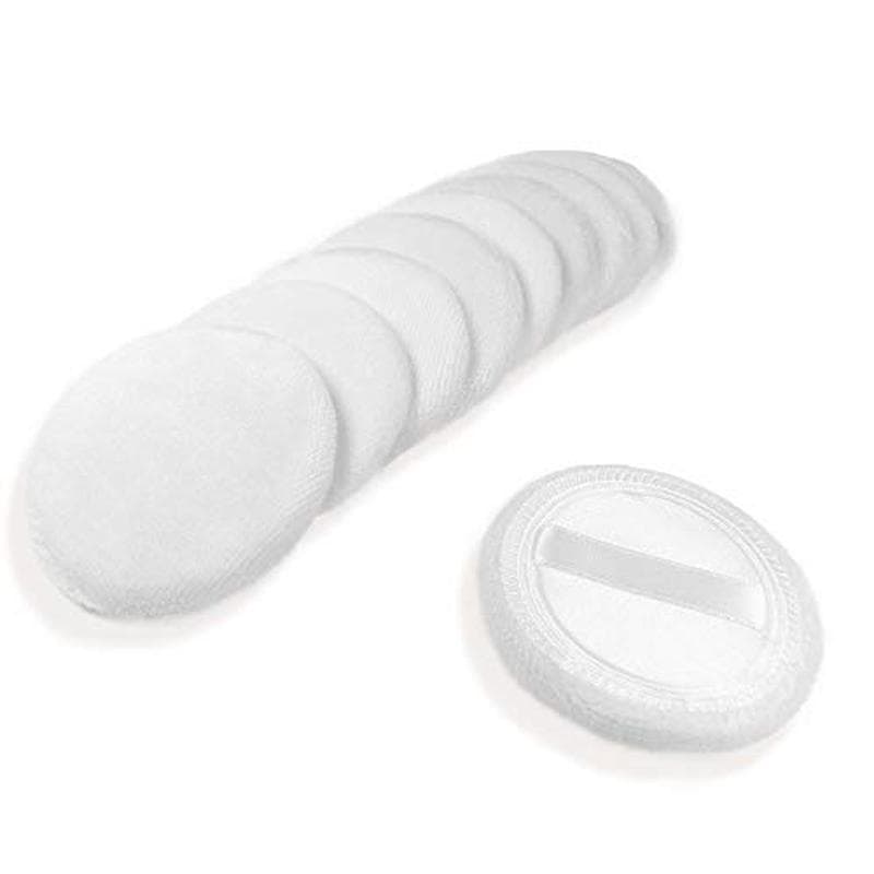10pcs Pó Puff Algodão Cosméticos Rosto Maquiagem Puffs Almofadas Com Fita Para Solto E Fundação 2.36 Polegadas . (Bege)